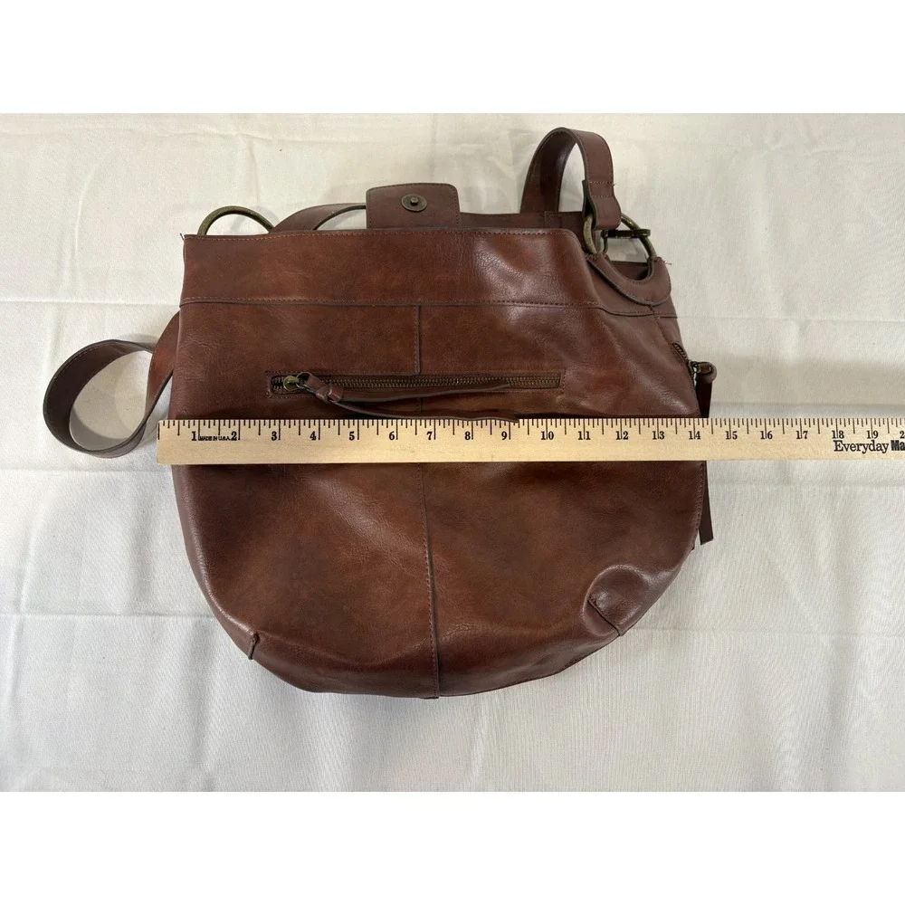 Faux Leather Brown Purse Bag with Woven Details Laptop Bag 14